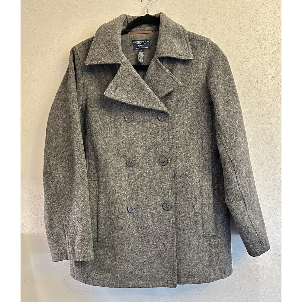 American Eagle Outfitters Pea Coat‎ Women's Size S Gray Wool Blend Jacket